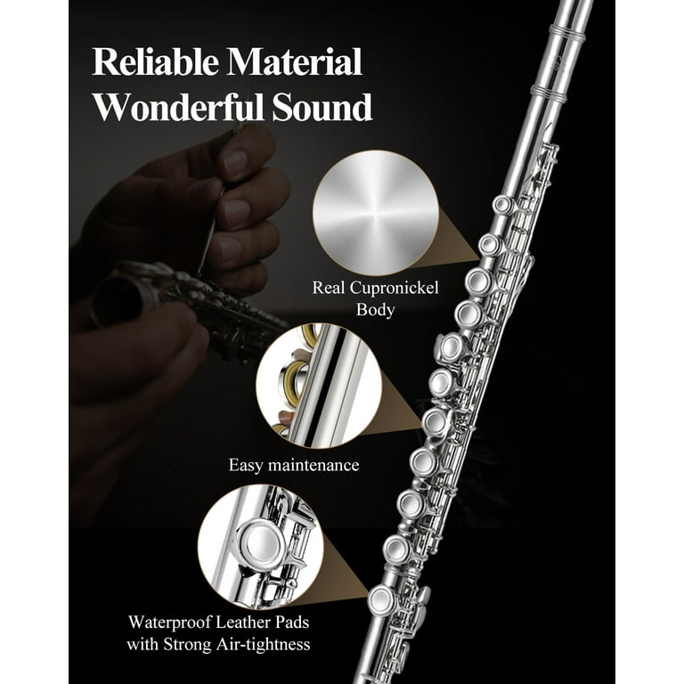 Eastar C Flutes 16 Keys Closed Hole Flute for Beginner Kids Student Musical Instrument with Cleaning Kit, Carrying Case, Stand, Glove,Tuning Rod, Eastar C Flutes 16 Keys Closed Hole Flute for Beginner Kids Student Musical Instrument with Cleaning Kit, Carrying Case, Stand, Glove,Tuning Rod,