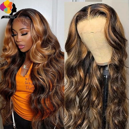 XICENTransparent Lace Front Human Hair Wigs Pre Plucked Highlight Brown  Body Wave Human Hair Wigs | Walmart Canada