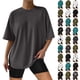 thumbnail image 4 of Gibobby Blusa Casual de Mujer Camisetas tamaño para mujer, camisetas holgadas manga corta con cuello redondo, blusa informal verano, camiseta bás(Gris,G), 4 of 5