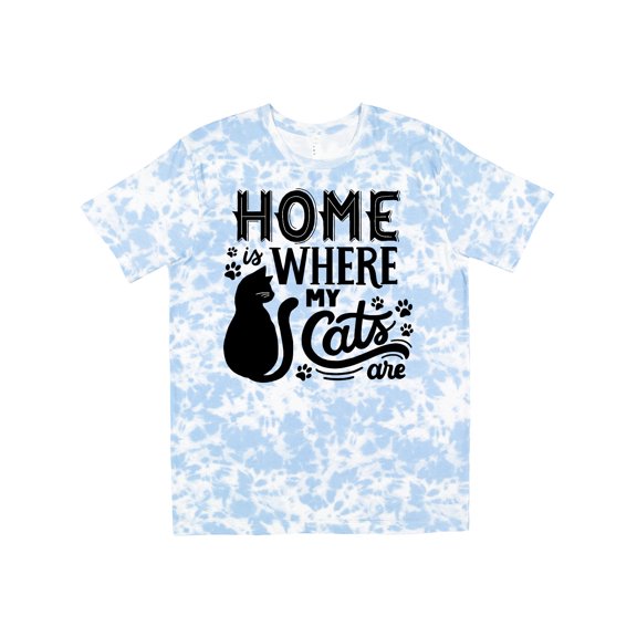Inktastic Home is Where My Cats Are with Cat Illustration and Pawprints T-Shirt
