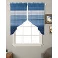 thumbnail image 2 of Blue Ombre Stripe Swag Valances for Windows, Farmhouse Striped Modern Abstract Art Rod Pocket Sheer Valances for Small Windows, Swag Toppers Light Filtering for Kitchen Living Room 2 Panels 36''x36'', 2 of 6