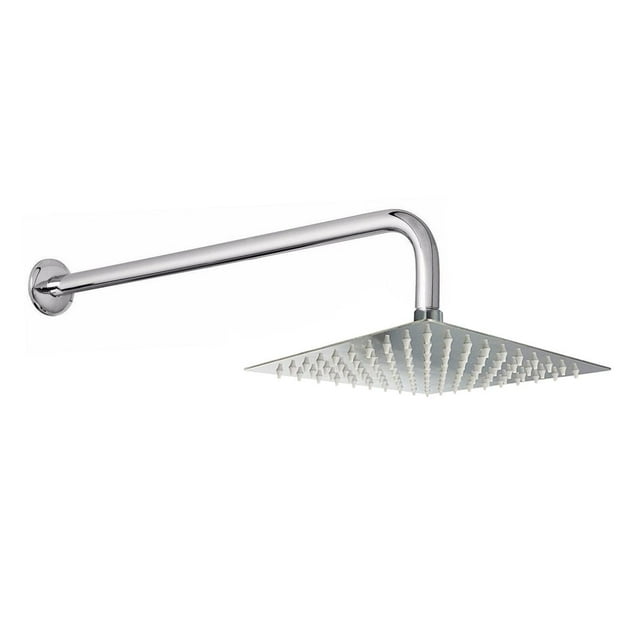 Regadera Cuadrada 10X10" Acero Inox. Con Brazo Cromado Rugo plateado