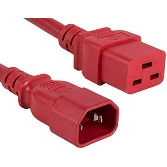 Cable Leader 14 AWG 15A 250V Power Cord (IEC320 C14 to IEC320 C19), Color UL Listed (10 Foot (1 Pack), Red)