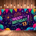 thumbnail image 6 of Colorful Neon Style Happy 13 Birthday Backdrop Banner Party Decors Background Photography Props for Birthday Party Celebration Decorations Photo Booth Setup, 6 of 8