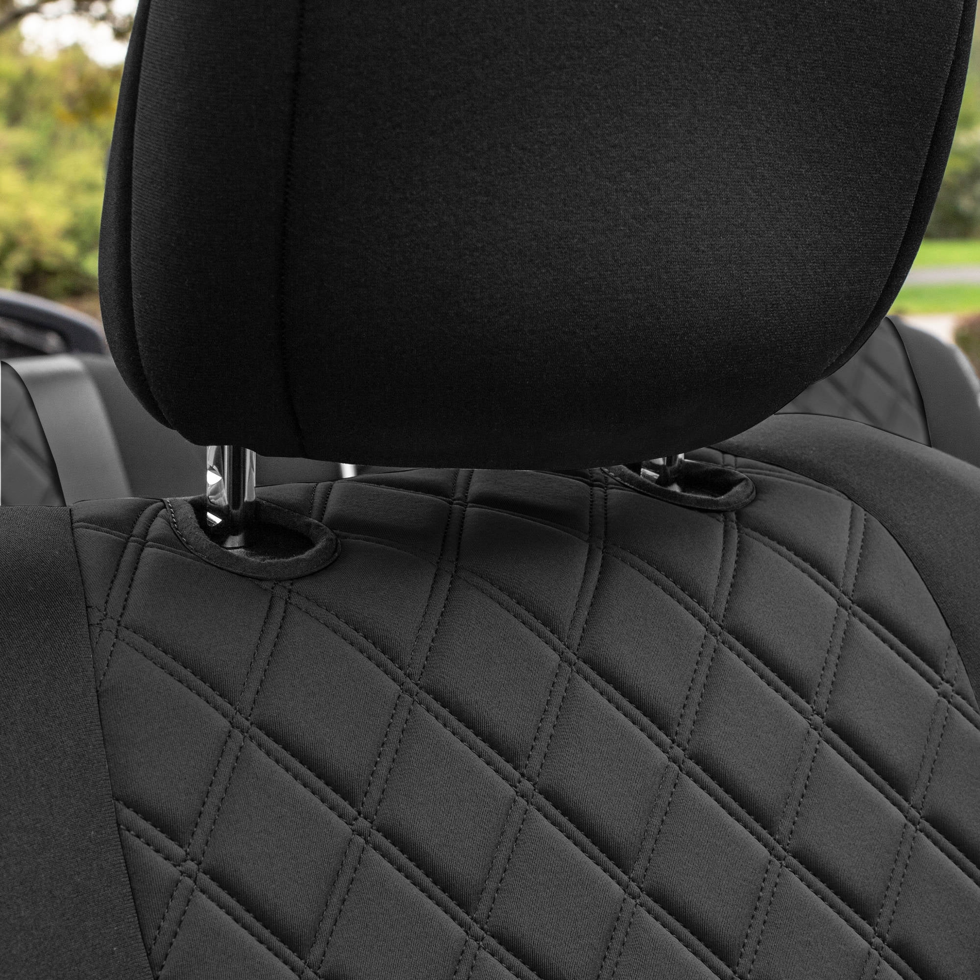 For Jeep Wrangler JL 4DR 2018-2023 FH Group Neoprene Custom Fit Car Seat Covers Front Set - Black