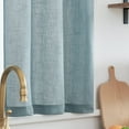 thumbnail image 7 of Curtainking Kitchen Window Curtains and Valance Set Farmhouse Curtains Blue Linen Semi Sheer Cafe Curtains 3-Pieces Rod Pocket 52" x 24", 7 of 7