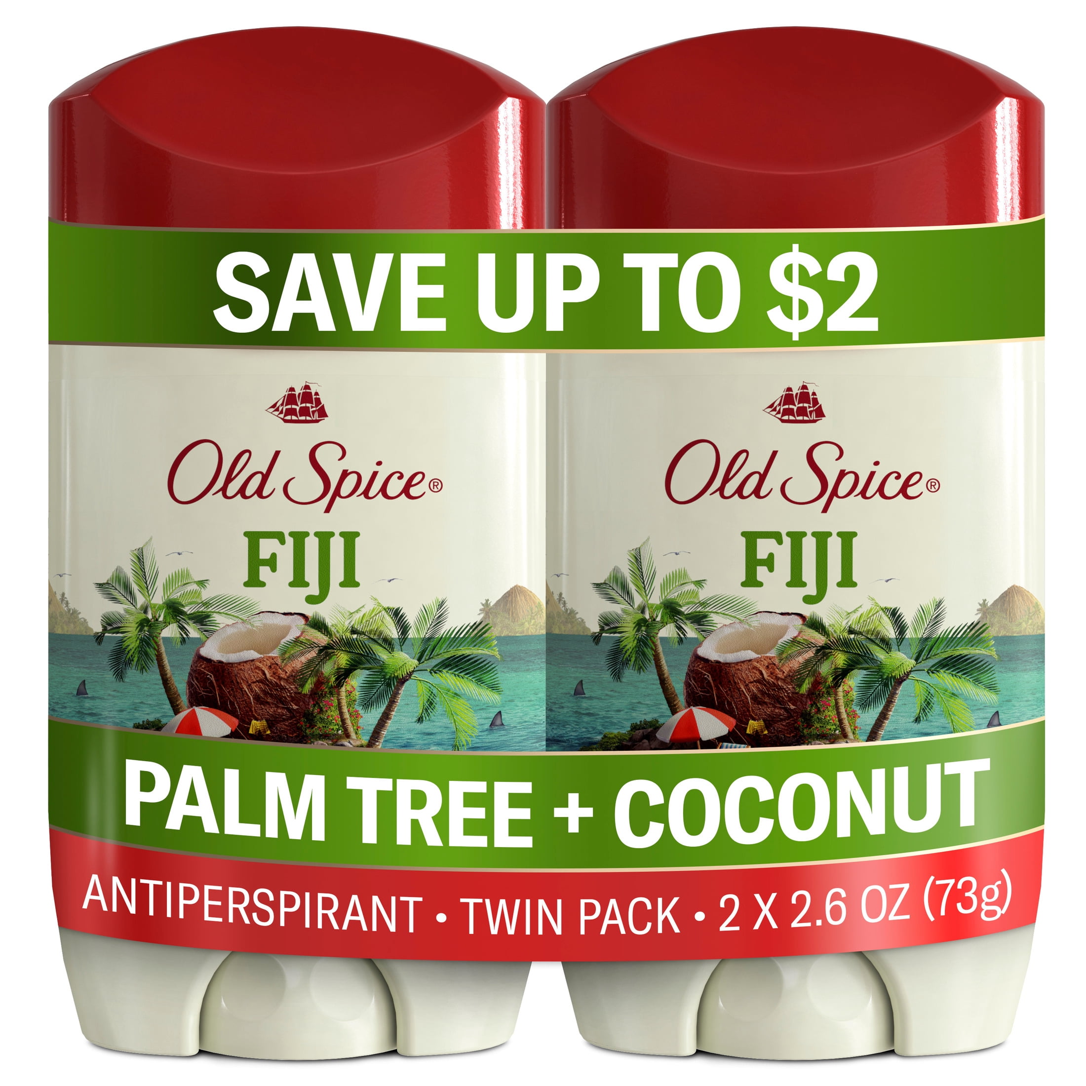 Old Spice, Antiperspirant Deodorant for Men, Fiji, 2.6 oz twin
