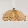 thumbnail image 6 of Woven Rattan Pendant Light, Bohemian Petal Chandelier Rustic Hanging Light Fixture with 19.7" Hand-Weaving Lampshade Rattan Ceiling Light for Kitchen Island Living Room Hallway, 6 of 8