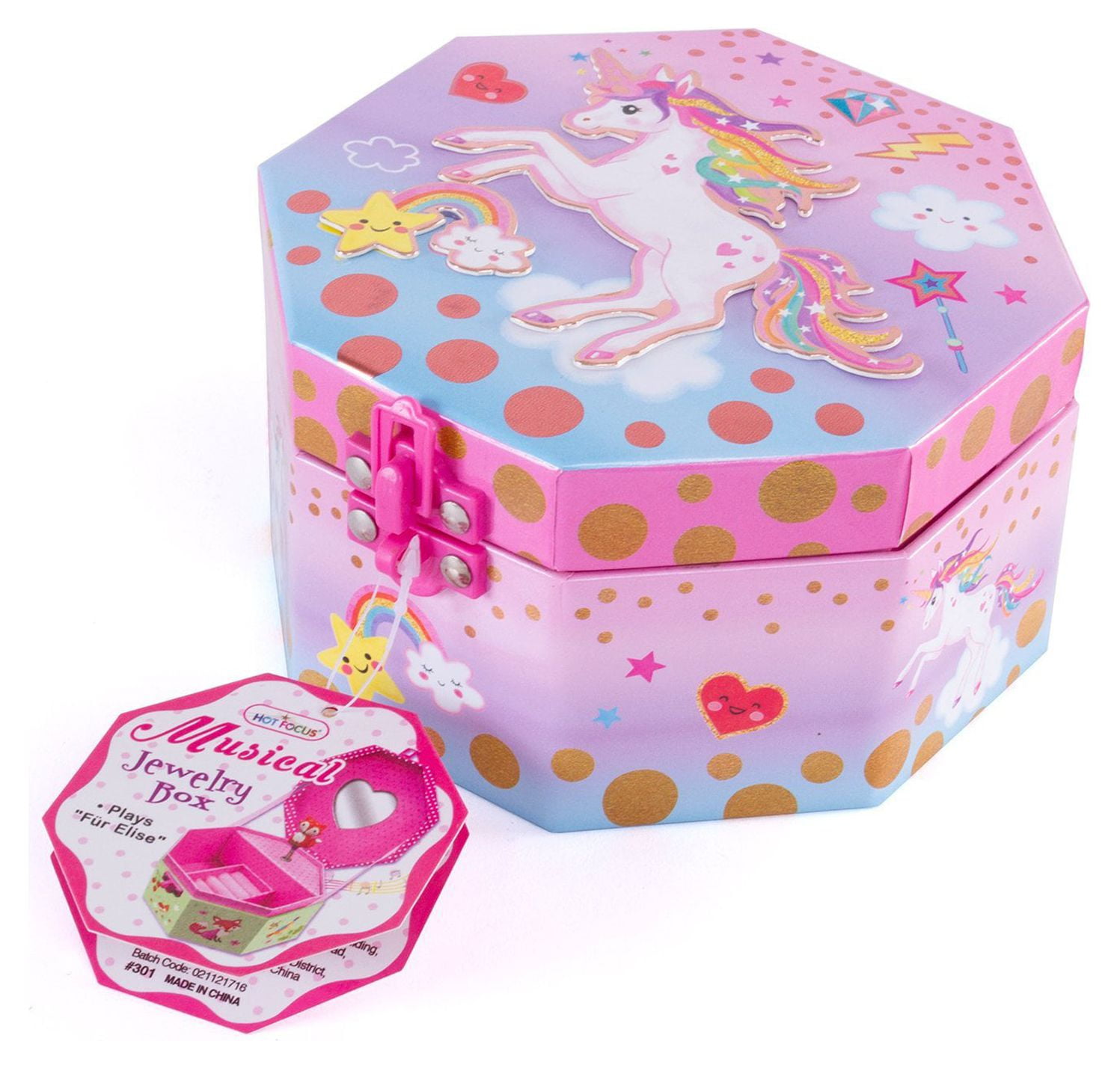 Hot Focus Musical Girls Jewelry Box Rainbow Unicorn Music