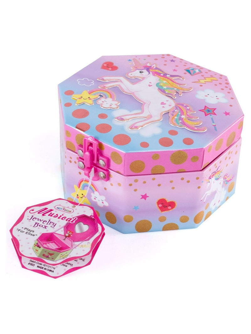 Hot Focus Musical Girls Jewelry Box Rainbow Unicorn Music Jewel