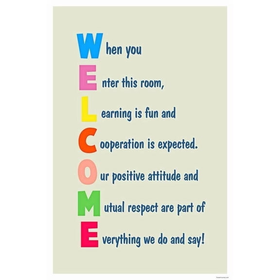 Classroom Welcome Teacher Motivational Inspirational Rules Teacher Supplies School Decor Teaching Toddler Kids Elementary Learning Decorations Light Tan Cool Wall Art Print Poster