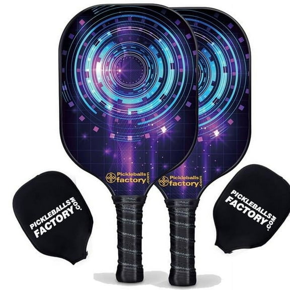 Pickleball Factory PB0006-5-G Pickleball Set - Circles Pro Pickleball Paddle, Wooden Pickleball Paddles, Glassfiber Graphite