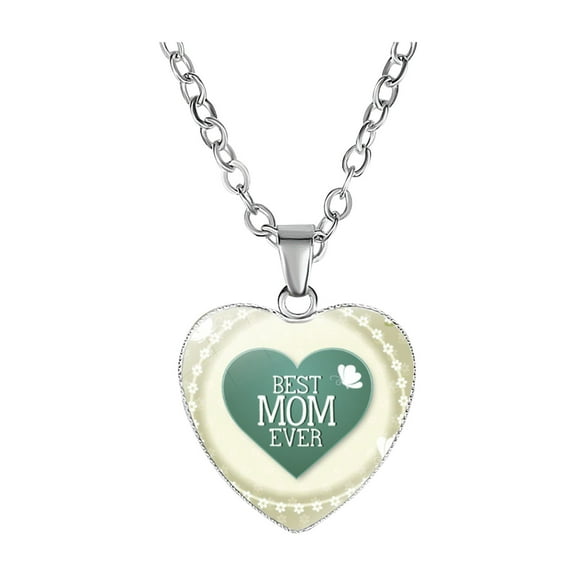 Jewelry VerPetridure Mother's Love Letter Love MOM Heart Pendant Necklace Gemstone Necklace