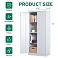 thumbnail image 3 of 71"H Metal Garage Storage Cabinet, White Tool Steel Locking Cabinet with Doors and 3 Adjustable Shelves, Tall Cabinets for Garage Storage Systems Lockable File Cabinet for Home Office,Classroom,Pantr, 3 of 9