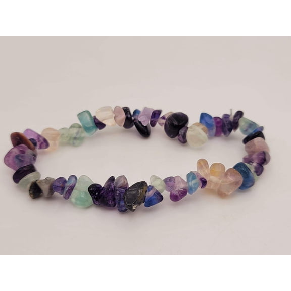 Fluorite Chip Bracelet Handmade Genuine Crystal Stretch Bracelet