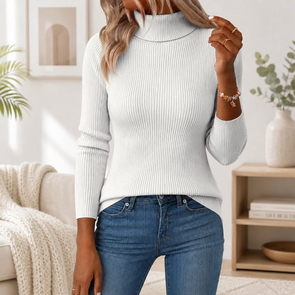 Turtleneck Sweater for Women Long Sleeve Slim Fit Lightweight Base Layer Knit Tops, S