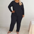 thumbnail image 3 of Ladies Thermal Underwear Sets, Hugcore Thermal Underwear and Women Plus Size Winter Warm Fleece Lined Base Layer Long Top and Bottom Sets Women's Thermal Underwear Black L, 3 of 8