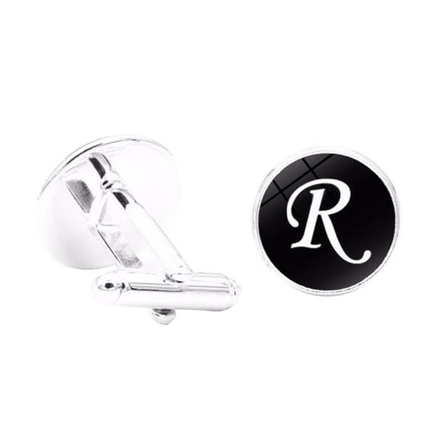 kurtrusly 1 Paire de Boutons de Manchette Lettre pour Hommes Initiale Formelle Alphabet en Acier Inoxydable, Lettre R