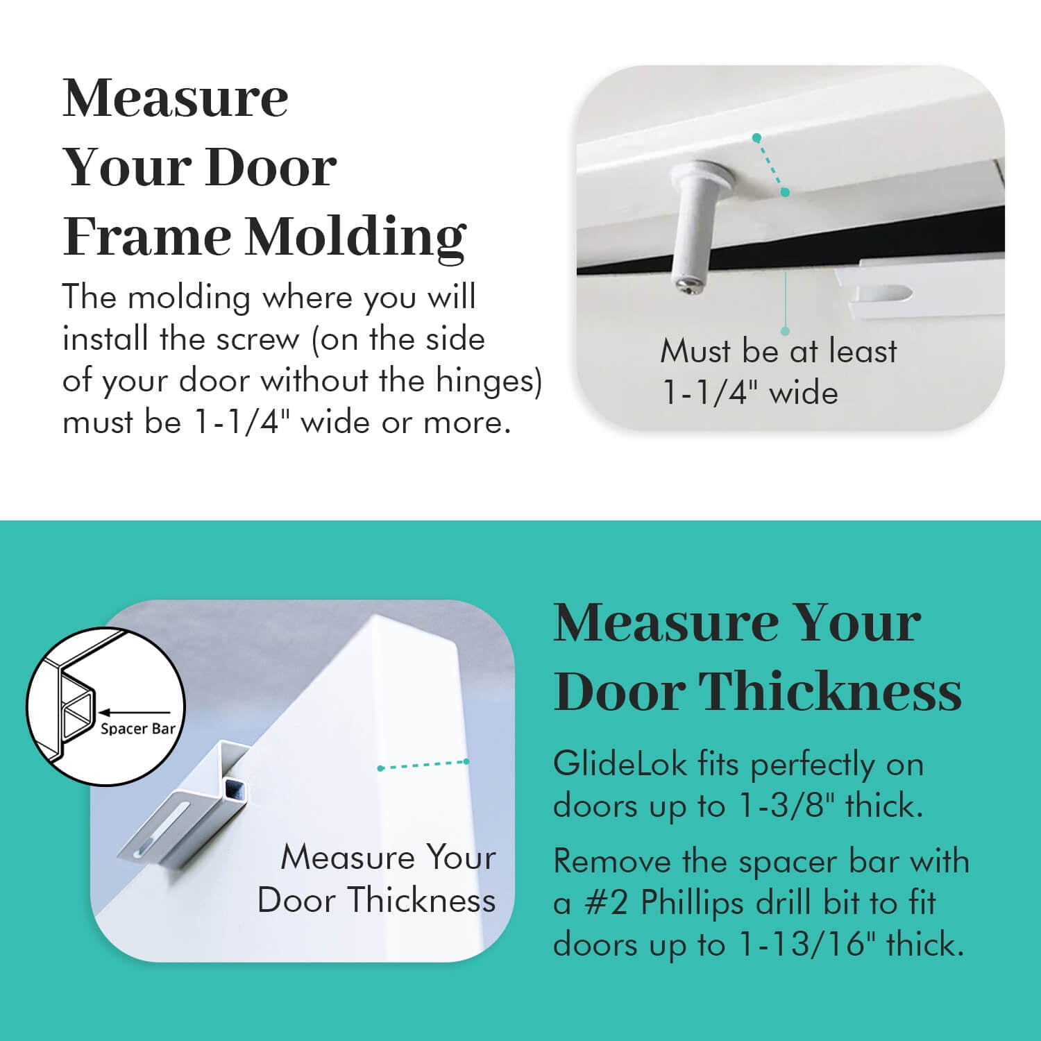 3 Pack – GlideLok Child Safety Door Top Lock | Access Lock from Either Side of The Door | for Interior & Exterior Doors | Metal Child Proof Door Lock (Not Plastic Like Others)