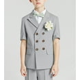 thumbnail image 2 of Boys 2-Piece Double Breasted Suit Set: Blazer & Shorts for Wedding Prom Slim Fit Peak Lapel Lightweight, 2 of 6