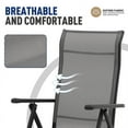 thumbnail image 6 of Set of 2 Folding Oversized Lounge Chairs XL Outdoor High Back Chair Camp Reclining Chair with Retractable Footrest for Poolside Backyard, Gray, 6 of 9