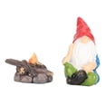 thumbnail image 1 of Juego de 2 gnomos de jardinería en miniatura pintados a mano, vívidos, encantadores, impermeables, estatuas de leña para gnomos sentados de buena suerte., 1 of 14