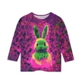 thumbnail image 5 of Cowsor Tween Boys Girls Easter Graphic Printed 3/4 Sleeve Crew Neck Basic Tee Lightweight Casual Layering Top for Kids, 5 of 5