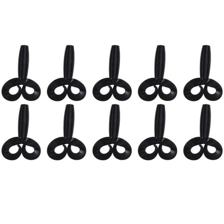 BETOR 10pcs 70mm/4.3g Fishing Soft Lures Twin Tail Grub Trout Jigging bait Black