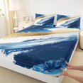 thumbnail image 3 of Manfei Abstract Marble Texture Twin Sheet Sets,Modern Graffiti Art Twin Fitted Sheet,Gold Blue White Flat Sheet For Men Women,Luxury Bedroom Decor,3-Piece, 3 of 7