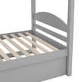 thumbnail image 2 of Twin Size L-Shaped Bunk bed  Frame with Trundle, Solid Wood Quad Bunk bed  Frame with Safety Guardrails and Ladde for Bedroom, Apartment, Mattress not included, No Spring Box Needed, Gray, 2 of 9