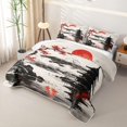 thumbnail image 3 of Homewish Red Cherry Blossoms Bed Spread Queen,Sunset Ink Painting Queen Coverlet Set,3-Piece, 3 of 7