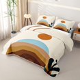 thumbnail image 3 of Castle Fairy Abstract Curved Hill Bed Spread Queen 3pcs,Mid Century Plant Outline Queen Coverlet Set,Orange Teal Cream,1 Quilt and 2 Pillowcases, 3 of 7