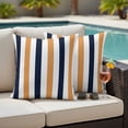 thumbnail image 4 of Burnt Orange Navy Blue Striped Outdoor Waterproof Pillow Covers, Farmhouse Stripe Art Decorative Square Throw Pillowcase Sofa Cushion Sham for Patio/Couch/Chair, 20"x20" 2 Pack, 4 of 8