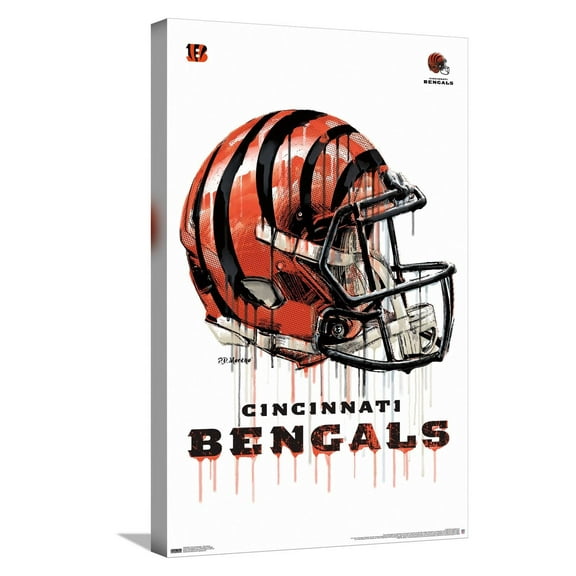 NFL Cincinnati Bengals - Drip Helmet 20 Canvas Wall Poster, 14.725" x 22.375"