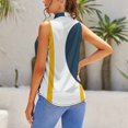 thumbnail image 3 of Abstract Minimalist Yellow Blue Art Blouses Women Bow Tops Elegant Sleeveless Office Work Shirt Casual Holiday Women's Tops, 3 of 6