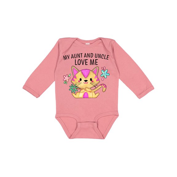 Inktastic My Aunt and Uncle Love Me with Cute Kitten and Flowers Boys or Girls Long Sleeve Baby Bodysuit