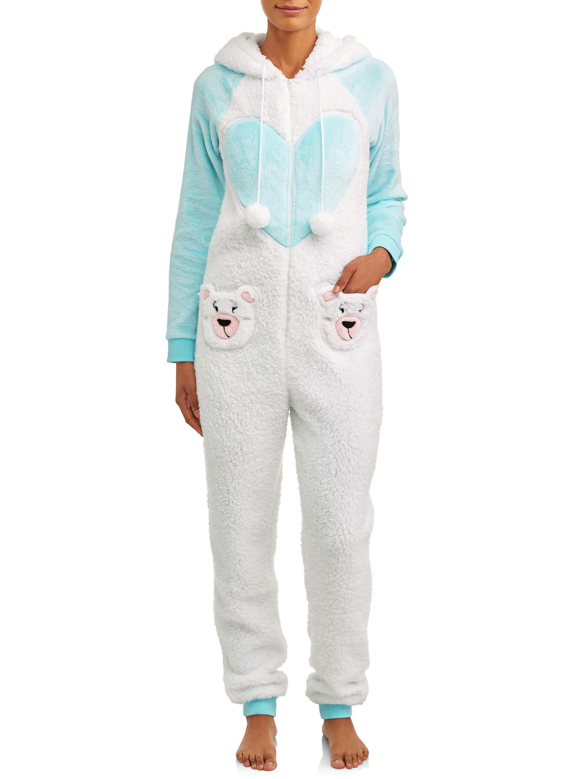 Blis Womens Adult Onesie Fleece with Hood Zipper Pajama