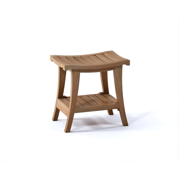 18" Milan Luxury Solid Teak Wood Shower Bench with Shelf
