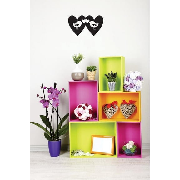 Custom Decals 2 Love birds Wall Art Size: 14 Inches x 28 Inches Color: Black