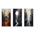 thumbnail image 2 of Designart "Sunset in a Mystic Forest by the River" Landscape & Nature Framed Wall Art Set Of 3 - Orange River Mountain Frame Gallery Set For Office Decor, 2 of 6