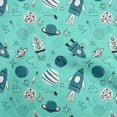 thumbnail image 1 of oneOone Georgette Viscose Turquoise Blue Fabric Galaxy Sewing Craft Projects Fabric Prints By Yard 42 Inch Wide, 1 of 4