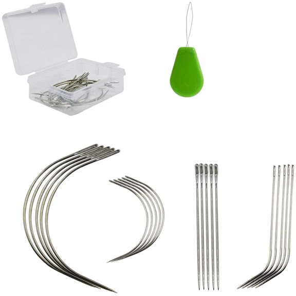 20 pcs J I C Curved Needles Hand Sewing Needles Hair Weave Needles for Wig Making, Carpet Leather, Canvas Repairing, Modelling and Crafts Sofa Cloth, Shoes