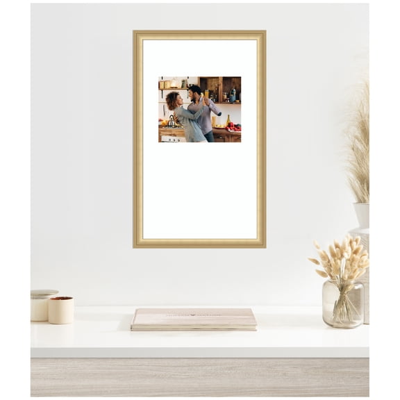 Kate and Laurel Florence Gold Rectangle Picture Frame 14x24 Matted to 8x10 Gold Classic Photo Frame for Gallery Wall Decor