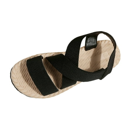 

Quealent Adult Women Sandal Sandals with Straps for Women Ladies Fashion Summer Solid Color Elastic Fabric Face Embellished Sandals for Women Beaded Black 9