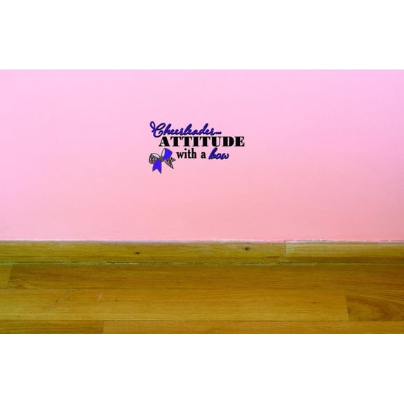Custom Decals Cheerleader... Attitude With A Bow Wall Art Size: 16 X 32 Inches Color: Black