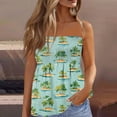 thumbnail image 2 of Vibrant Watercolor Sunset Print Tube Tops - Summer Music Festival Outfit with Distressed Hem & Lace-Up Front, 2 of 5