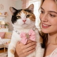 thumbnail image 4 of Elegante collar para mascotas con perlas, cadena metálica ajustable, hebilla segura, diseño atemporal para gatos y perros pequeños y medianos, paseos diarios, adorno para el hogar, 4 of 4