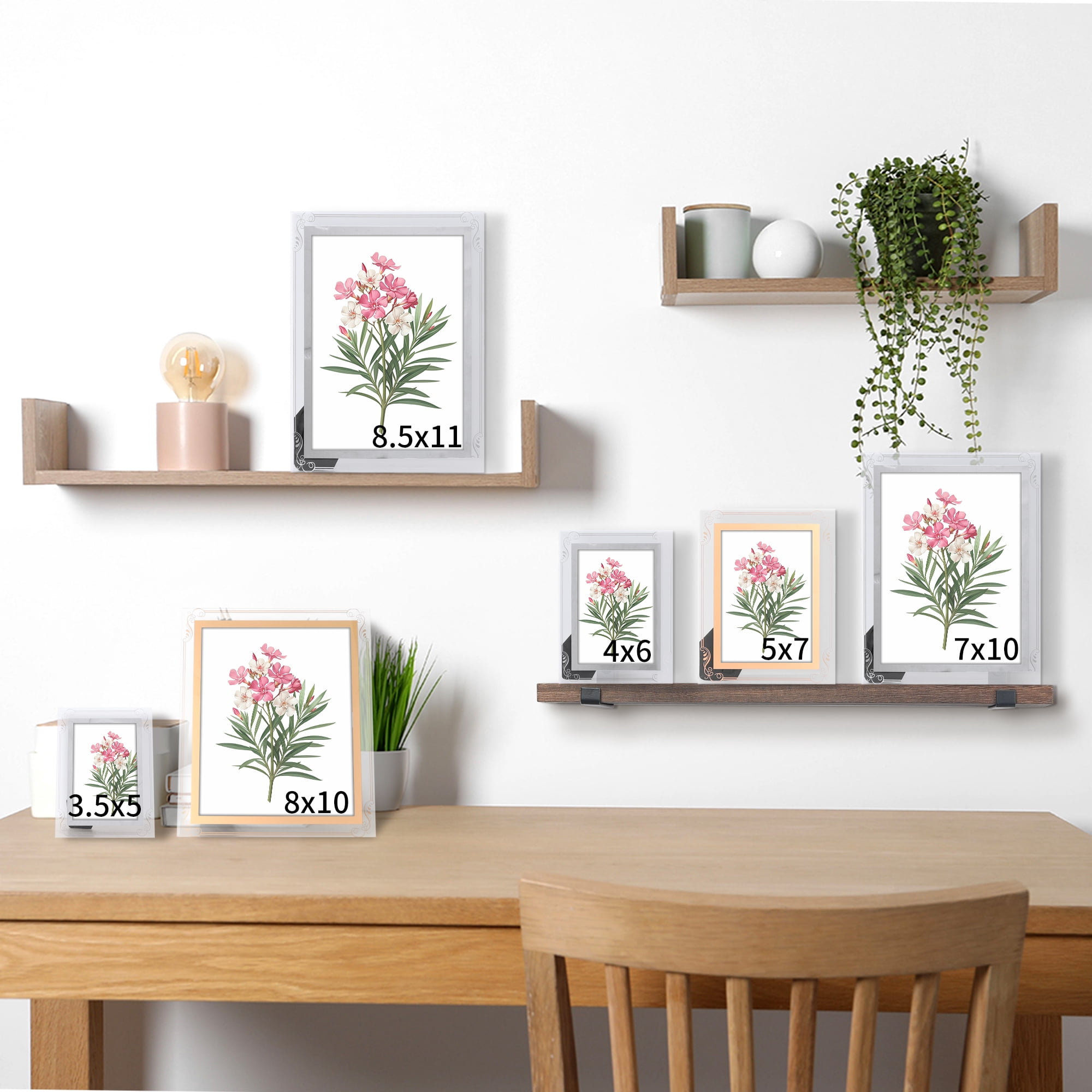 Unique Bargains Glass Picture Frame Display Vertical Horizontal Gold 8x10