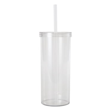 20-ounce Clear Plastic Tumbler with Screw Top Lid and Straw, by Mainstays