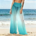 thumbnail image 2 of Levmjia Womens Swim Cover Up Pants Quick Dry Beach Vacation Pure Color Print Lightweight Sun Protection Sunscreen Wide Leg Bohemian Style, 2 of 7